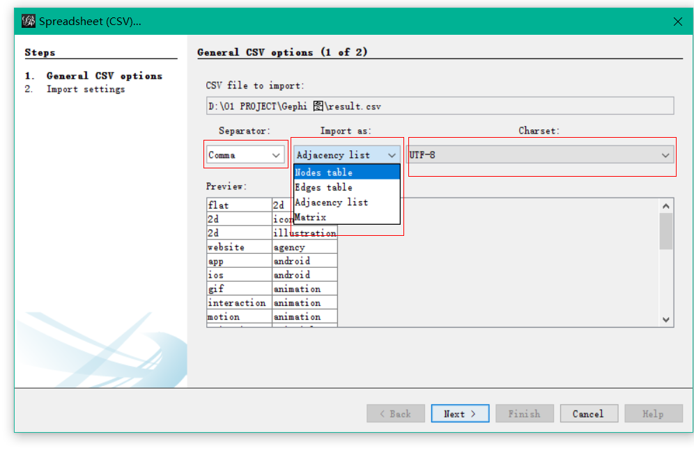 Import spreadsheet